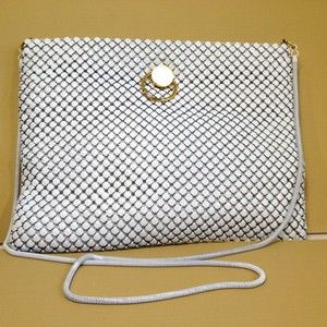 Vintage Allan Edward White Beaded Purse Evening Bag Shoulder Bag